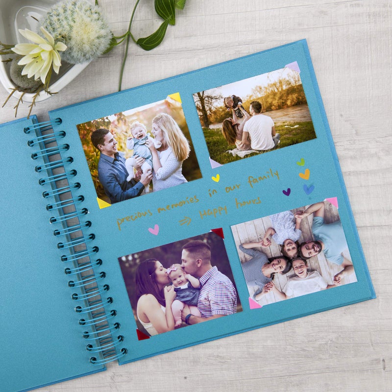 Gearchic 10 x 10 Inch DIY Scrapbook Photo Album with Window Design Cover 80 Pages Craft Paper Memory Book for Weeding Anniversary Travel and Baby (Blue) - Image 3